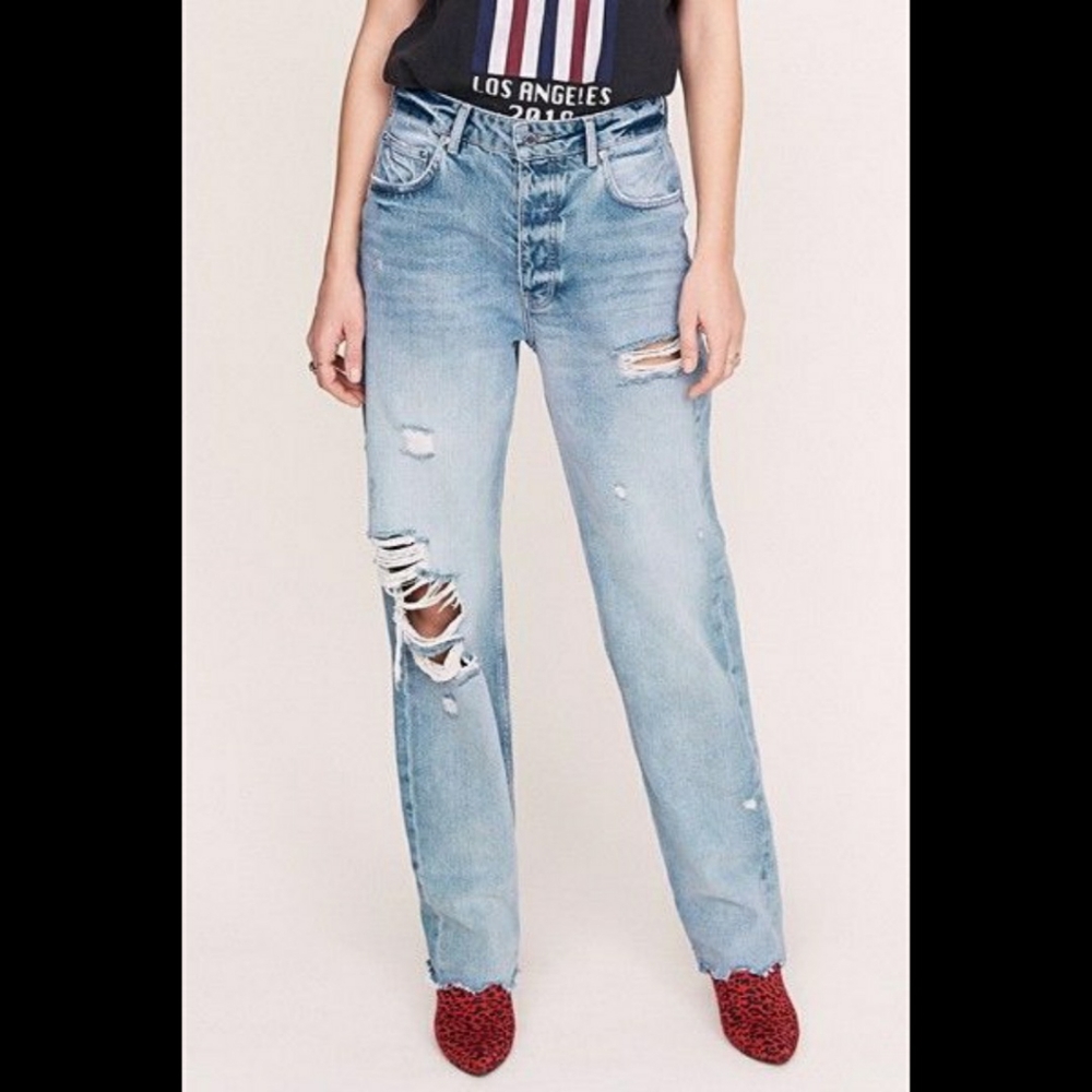 Anine Bing for Gina Tricot High Rise Distressed Jeans